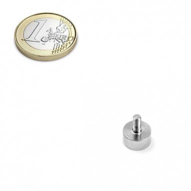 Base magnética neodimio Ø 10 mm vástago roscado IRV-10 - Comparativa con moneda