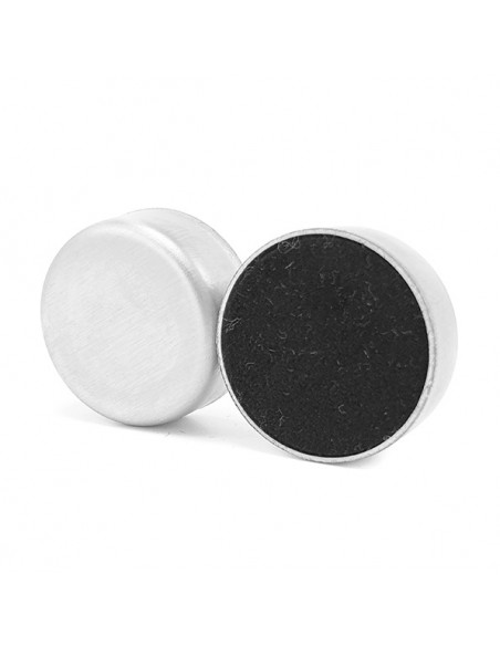 Imán ferrita Ø 23 mm con carcasa metálica - vistas frontal y trasera