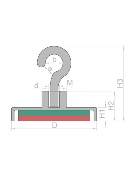 Base magnética neodimio Ø 94 mm gancho IRG-94 - plano