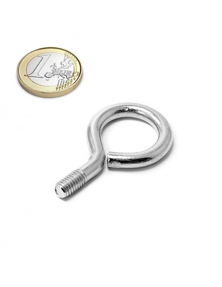 HEMBRILLA METÁLICA ROSCA MÉTRICA 6 mm - comparativo con moneda euro