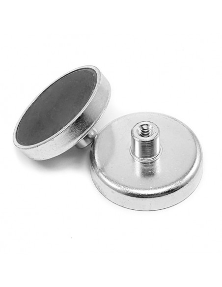 Base magnética ferrita Ø 40 mm casquillo roscado - vista dos lados