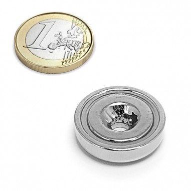 Base magnética neodimio Ø 25mm avellanada con tara - Euro