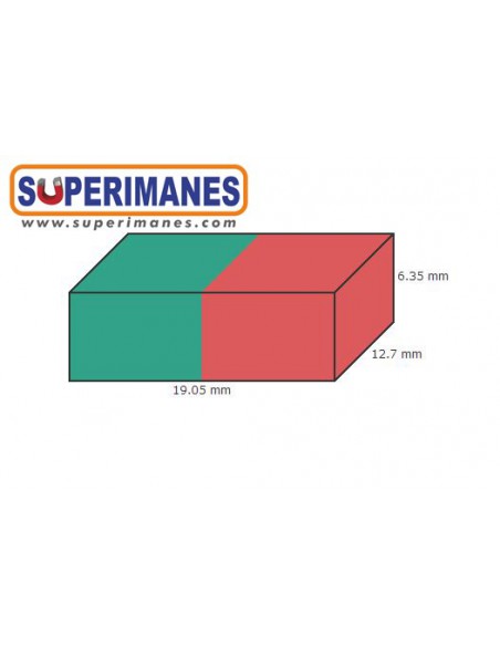 IMÁN NEODIMIO 19x13x6mm LONGITUDINAL