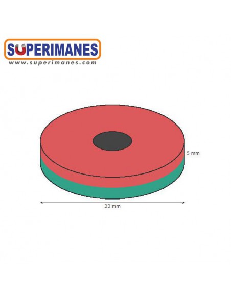 IMÁN FERRITA ARO Ø22/6mm, 5mm alto