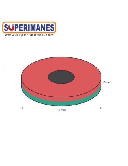 IMÁN FERRITA ARO Ø60/20mm, 10mm alto