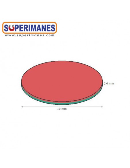 IMÁN NEODIMIO 10x0.6mm ADHESIVO