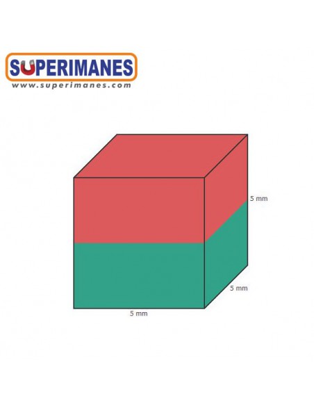 CU-05-D IMÁN NEODIMIO CUBO 5x5x5 mm DORADO MEDIDAS