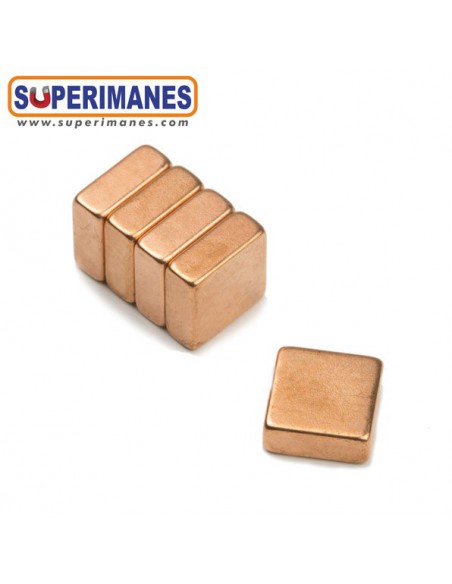 IMÁN NEODIMIO 10x10x4mm COBREADO