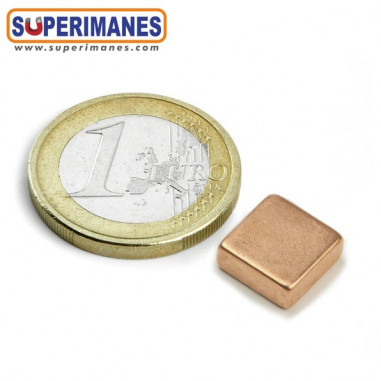 IMÁN NEODIMIO 10x10x4mm COBREADO