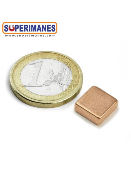 IMÁN NEODIMIO 10x10x4mm COBREADO
