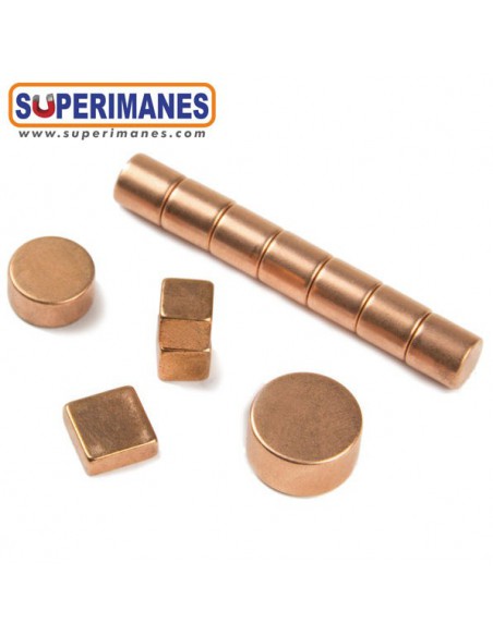 IMÁN NEODIMIO 10x10x4mm COBREADO