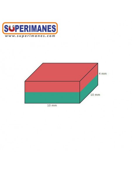 IMÁN NEODIMIO 10x10x4mm COBREADO
