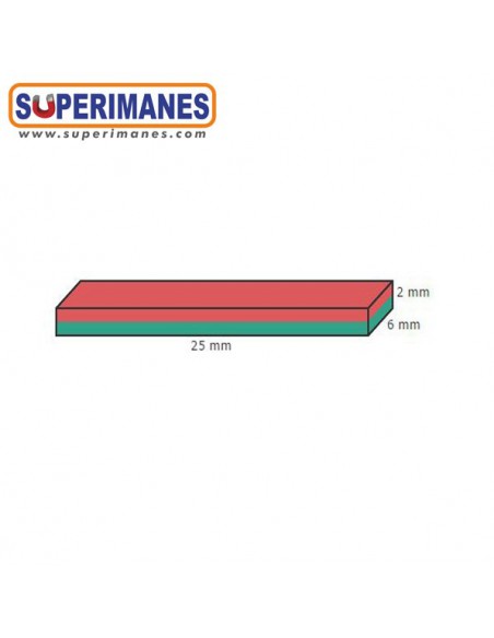 IMÁN NEODIMIO 25x6x2mm 150°C