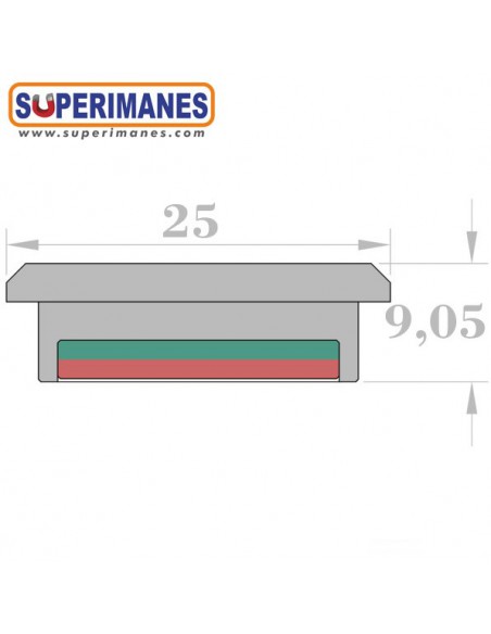 IMAN ACERO CON BORDE Ø 25