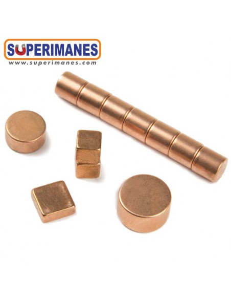 IMÁN NEODIMIO 8x8mm COBREADO