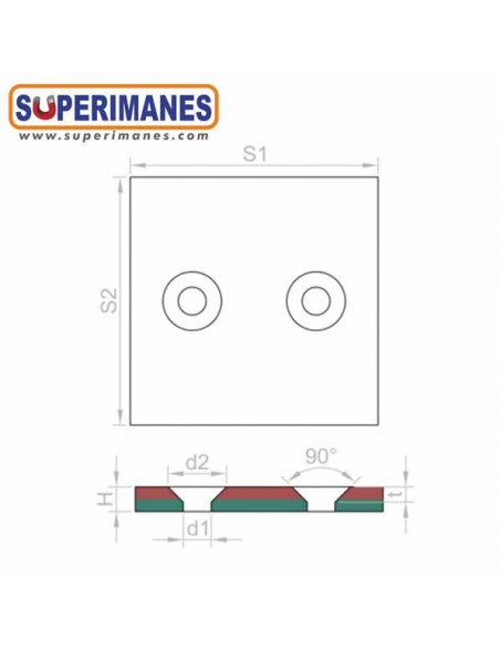 IMÁN PARA ATORNILLAR 40x40x4mm