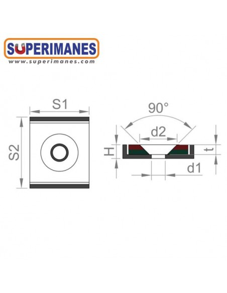 IMÁN EN RECIPIENTE 40x40x4mm